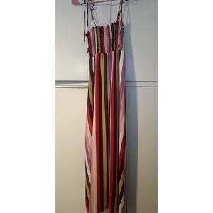 Altar'd State Multicolor Rainbow Striped Maxi Dress Size Medium